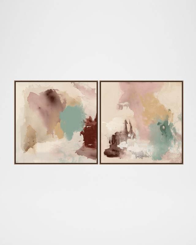"A New Worlds" Set of 2 Framed Giclees by Van Garret, 36.75" Square